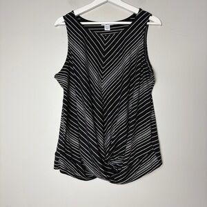 Bar ||| 3 Striped Black and Gray Sleeveless Top Women's XL